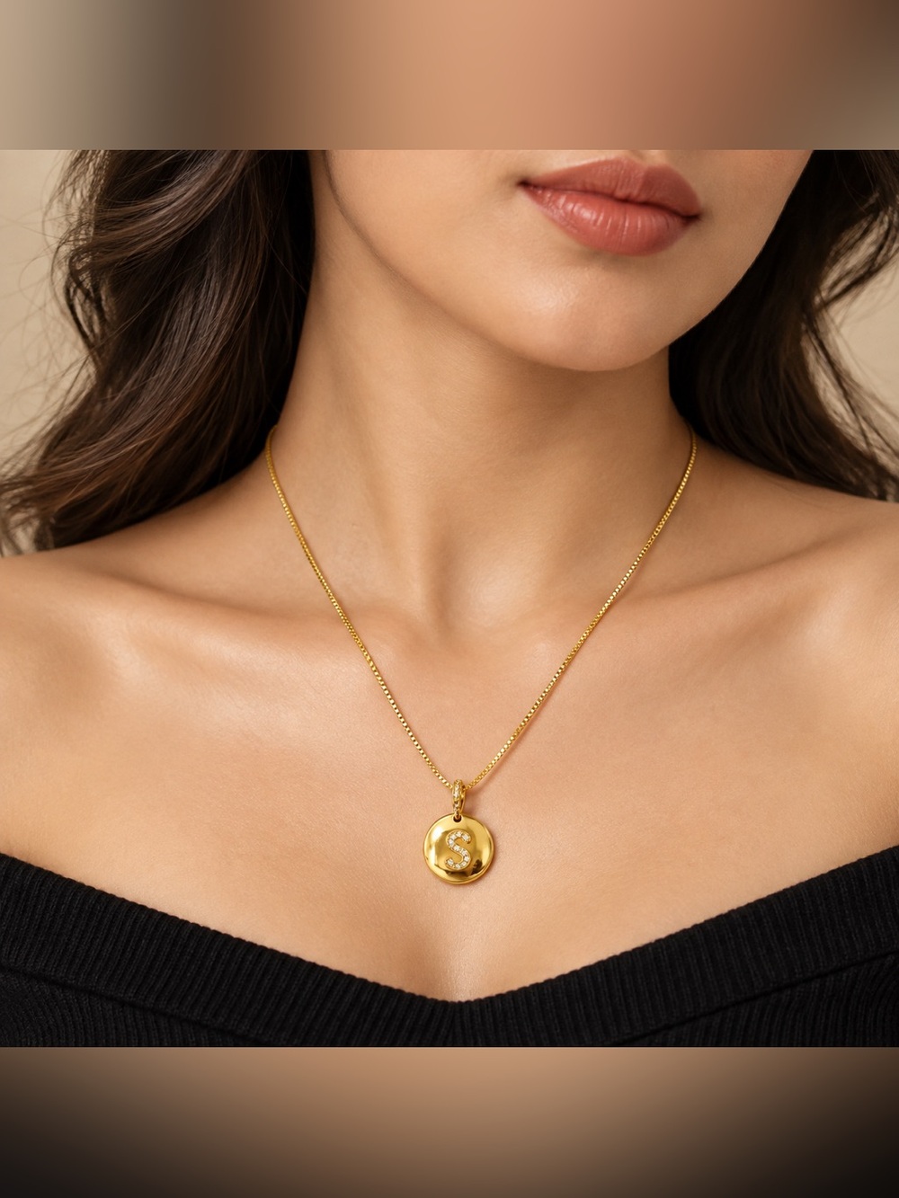 Gold-Tone Crystal Initial “S” Pendant Necklace